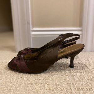 ORIGINAL BOX Brown Satin Peep-Toe heels 🤎